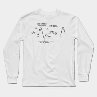 Hand Drawn Normal Electrocardiogram Black Long Sleeve T-Shirt